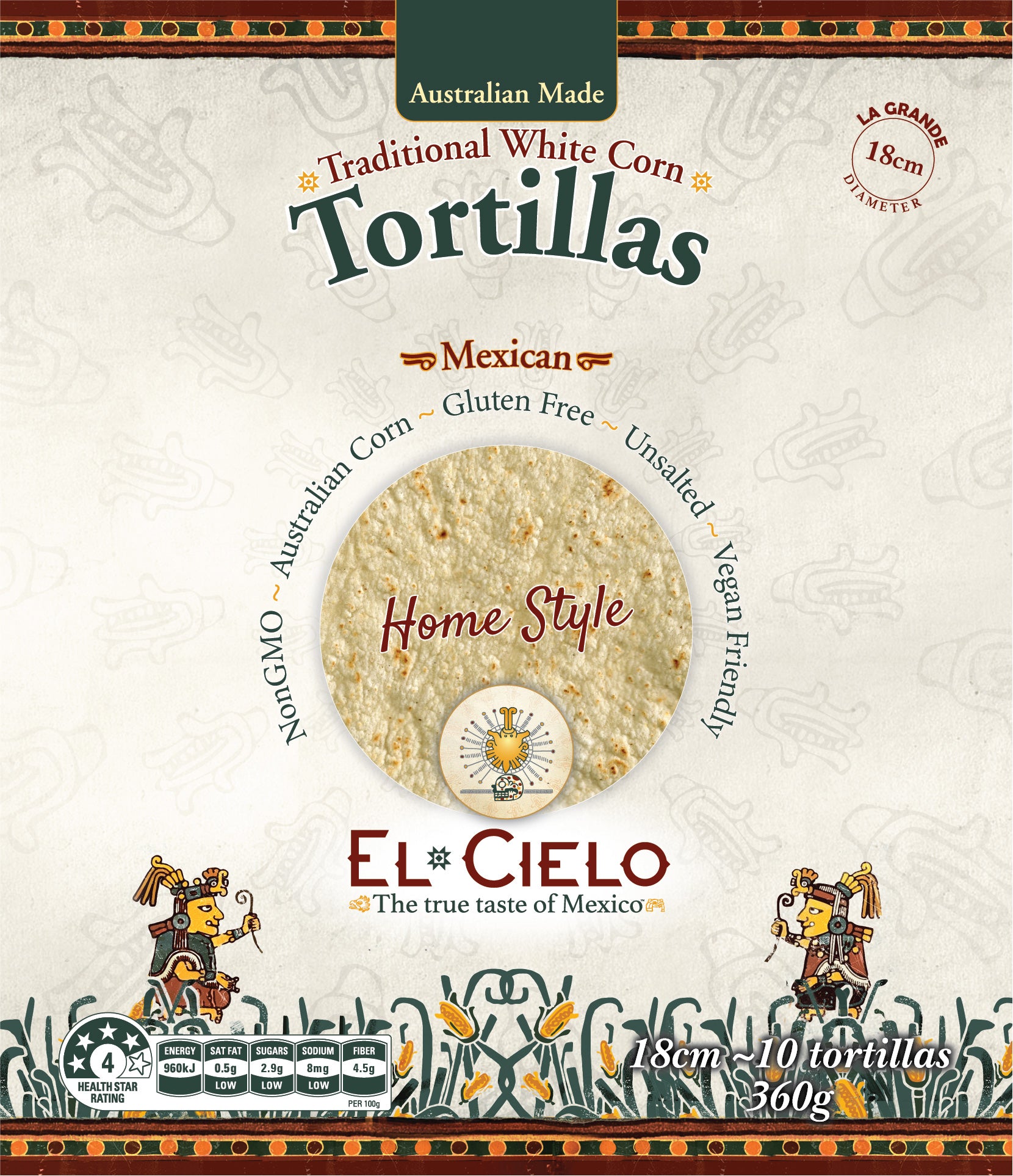 Tortillas - White Corn Home Style 18cm Pack of 10 (Wholesale) - El Cielo
