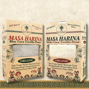 El Cielo- Blue and white corn organic masa harina flour bundle - Heirloom Corn - Fair trade 450gr