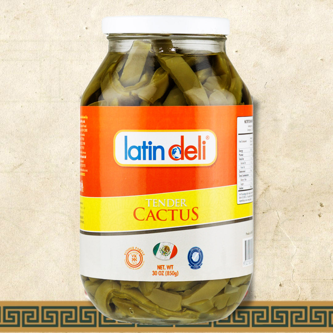 Natural Mexican Catus Pads Nopales, Sliced, 850g in brine. aailable at El Cielo Shop