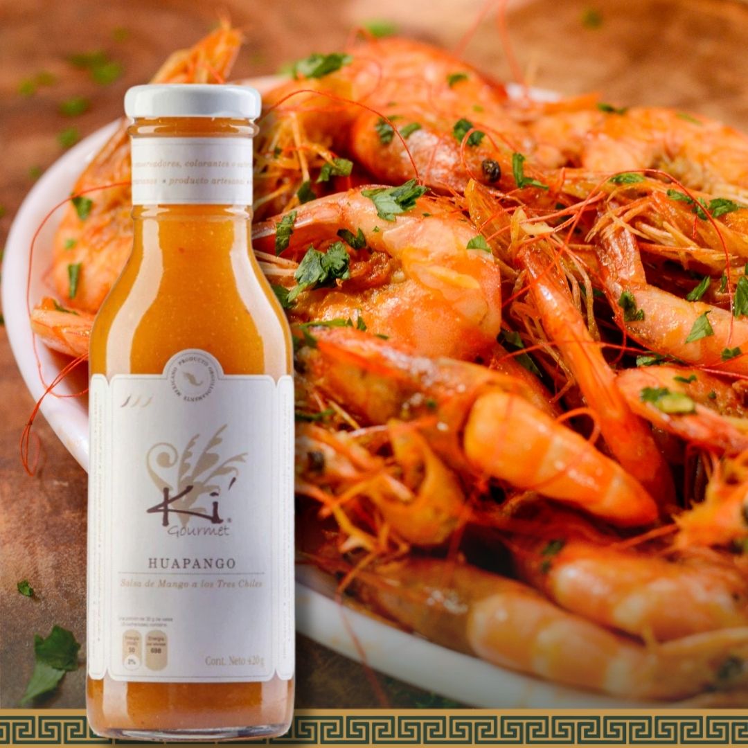 Mango and 3 chiles cooking sauce-Grilled Prawns