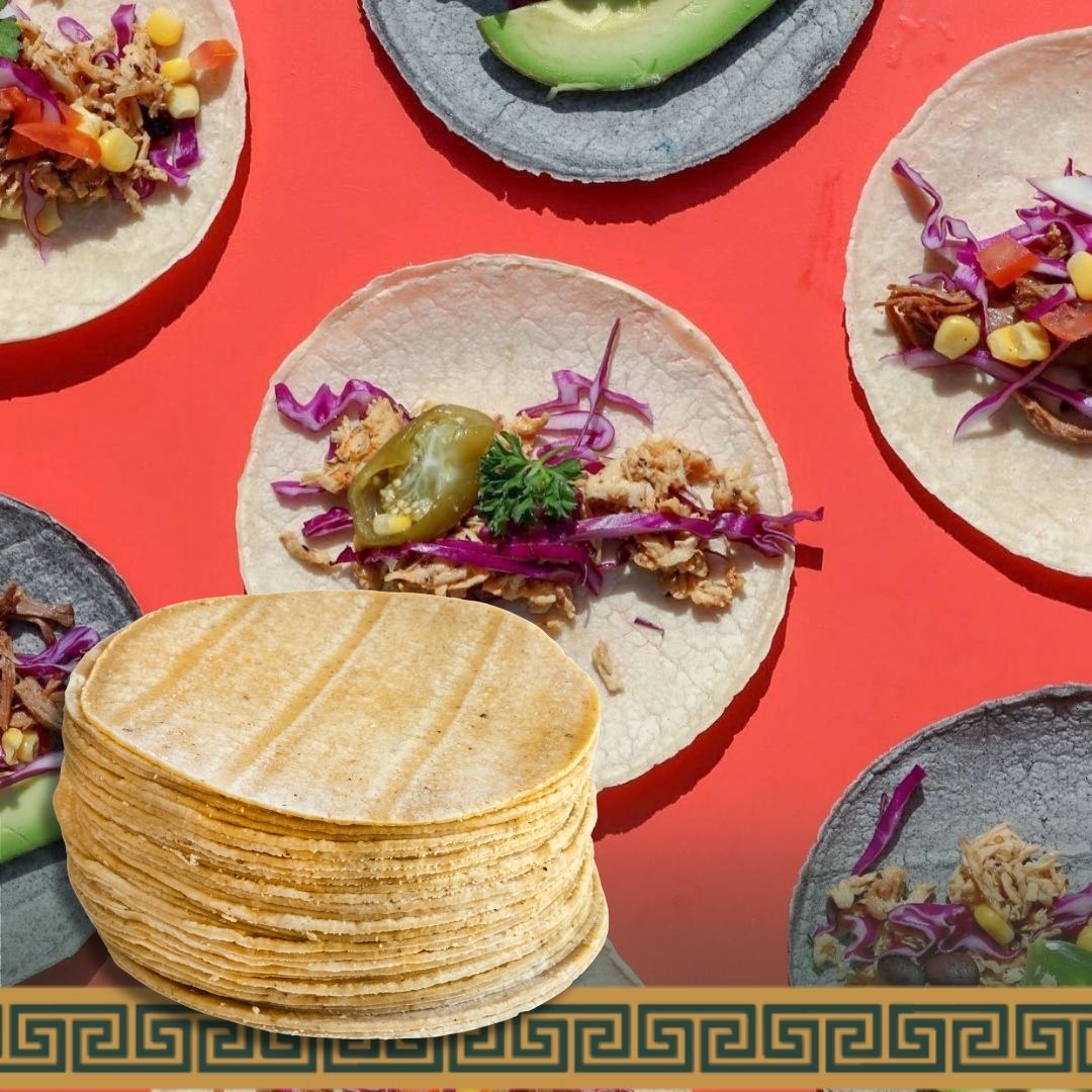  Tortillas - White Corn Casera 14cm 1kg Pack- Pork Taco Dish