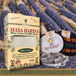 Ultimate - Blue Corn Masa Flour - Home Made Corn Tortillas Kit (Tortilla press + Tortilla warmer + Blue corn masa flour)